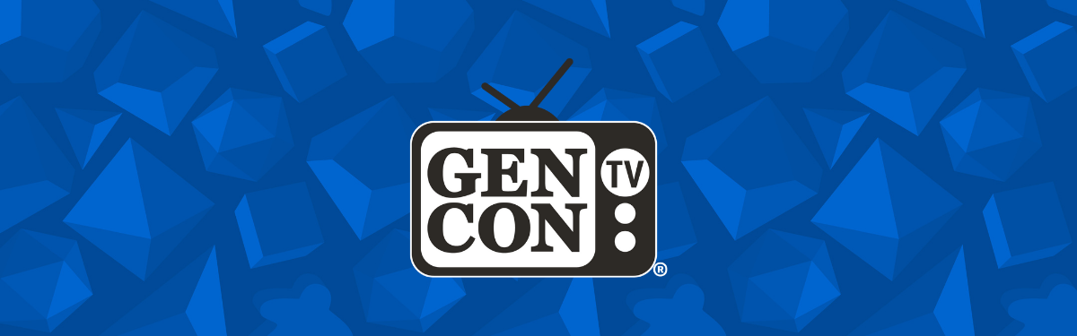 BLue banner image with Gen Con TV logo